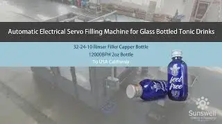 Automatic 2 oz glass bottle tonic rinsing servo piston filling capping machine