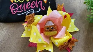 Candy Corn Inspired Stacked Hair Bow Tutorial, Hair Accessories, Ribbon Hair Bow- JohanaCaudiGs
