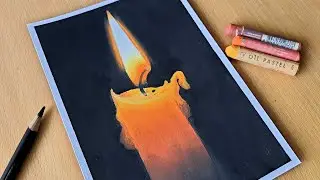 Oil Pastel Candle Painting for Beginners / STILL LIFE DRAWING / Easy Candlelight Drawing @sahilart