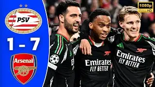 PSV vs Arsenal 1-7 Highlights | Nwaneri Goal | UCL 2024/25
