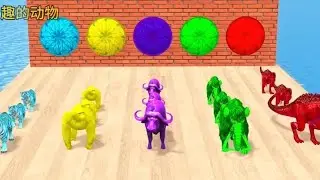 Animal 3D animation Dogs, mammoths, lions, dinosaurs, gorillas! Guess the right door to escape room