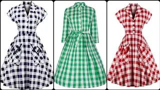 Simply Stylish Stunning And Elegant Check /Plaid Print ALine /Skater /Frocks Design