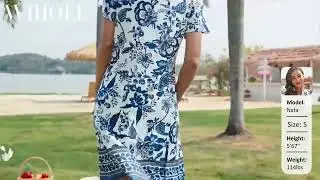 Casual Summer V Neck Wedding Guest Dress Short Sleeve Fashion Beach Vacation Dress#dress #ootd