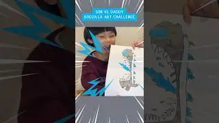 🤣Son VS Dad Godzilla Art Challenge🎨 || Drawing Folding Surprise || Among Us Style