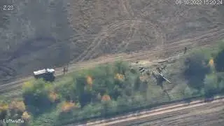 Action of Excalibur M982 guided projectile on Russia artillery positions