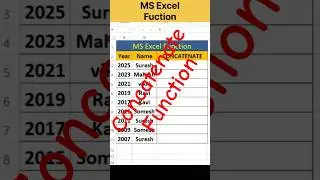 concatenate function of Excel | How to use CONCATENATE in Excel | Shortfeed | Viral shorts | ytshort