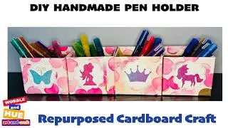 DIY Handmade Pen Holder Tutorial: Easy Repurposed cardboard craft | Dreamy Aesthetic Desk Organizer