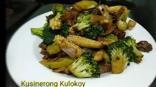 Stir fry Beef Broccoli with Young Corn (5 Minute Cooking)