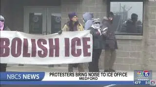 Protesters bring noise to Medford ICE office