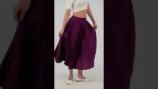 AASK Solid Women Pleated Purple(Wine) Skirt