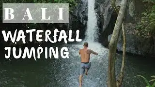 JUMPING OFF A WATERFALL IN BALI