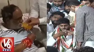 Youth Congress Leaders & BJP Laxman Ends Their Hunger Strikes | TS Inter Results Controversy | V6