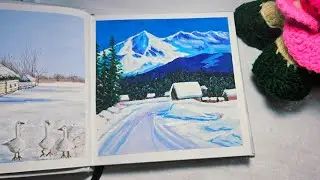 How to Paint a Winter Hill Village ✨ Himi gouache painting 