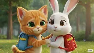 Kitten Help Rabbit From Hunter Jungle