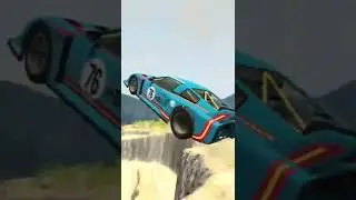 Cars Jump From A Springboard Into Huge Opencast Mine  -  BeamNG Drive