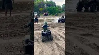 Safety first 3 year old learning to ride 110cc atv