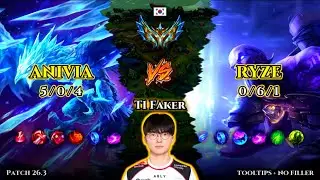 T1 Faker | Anivia MID vs Ryze | Patch 26.3 | 2026-02-12 | KR CHALLENGER | LOL GAMEPLAY