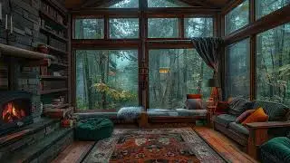 Cozy Cabin Rain & Fireplace in Hidden Cabin inside the Forest ⛈️ Soothing Rain Sounds To Sleep, Rest