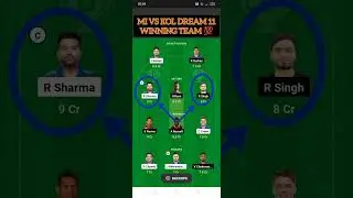 mi vs kol dream 11 winning team 💯 #mivskol #sports #dream11 #shorts