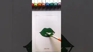 Green lips 💚 #satisfyingart #shorts