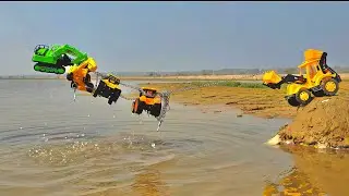 Toy Construction Rescue Story | JCB Pulls Tractors with Chain
