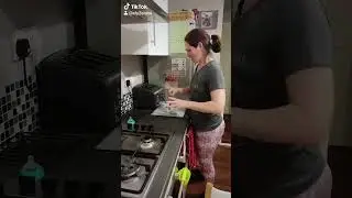 Woman Dancing in Kitchen with Toasted Bread#kitchenfun #dancinginthekitchen