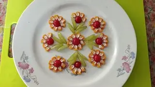 How to Make Flower From Corn /Beautiful plate decoration with corn cherry and grapes