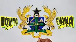 How to make a draw coat of arms Ghana easy for kids 🇬🇭