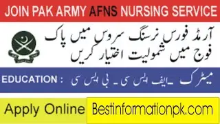New Pak Army Jobs, New afns jobs 2020, Join PAK army as AFNS 2020 ,online registration