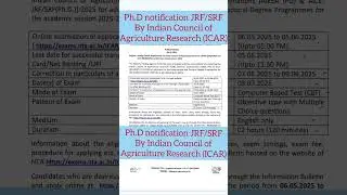 NTA ICAR Ph.D. JRF/SRF 2025 Notification Out | Fellowship Details, Eligibility & Apply Now! #JRF/SRF