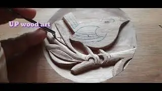 |Wood carving bird and leaf|wood desgin|wood work|beautifull sparrow wood working|UP wood art|