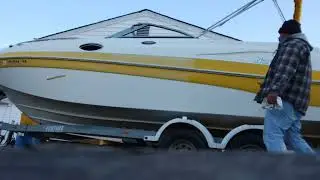 Cleaning the deck boat
