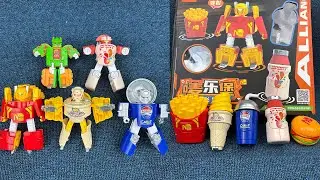 【Toy ASMR】Food Transformer Unboxing ASMR! Burger, Drink & Ice Cream Robots | 7 Min No Talking