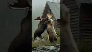 Moose vs Bear Badly Fight #wildlife #wildrift #wildanimals #nature #funny #animals &nbsp;#animalworld