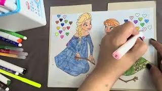 Frozen Coloring | Elsa, Anna & Olaf | Ohuhu Markers + Pencil Colors