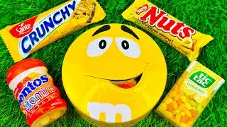 Satisfying unpacking yellow candy and M&M'S boxes ASMR