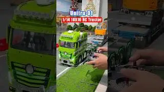 Hook up this custom-upgraded 10x10 tractor truck with a 1/14 scale flatbed trailer#rc #model