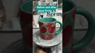 Before & After Glaze Firing: Teal & Cherry Mug Transformation!