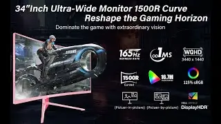 Kroteaup Pink 34 Inch Curved Gaming Monitor 4K