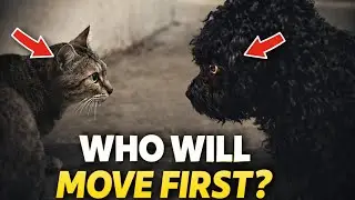 The Standoff No One Expected Between a Cat and a Dog 🤯😱 #catvsdog #petvideos #viralanimals