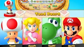 Mario Party 10 - Amiibo Party - Toad Board - Toad vs Peach vs Yoshi vs Mario | Master Difficulty