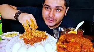 SPICY* WHOLE CHICKEN CURRY EATING WITH BASMATI RICE AND BOILED EGGS | EATING SHOW | INDIAN MUKBANG |