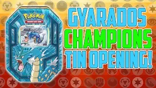 Pokemon Cards- Gyarados Champions Pokemon Tin Opening!