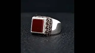 Mens Agate Silver Promise Ring