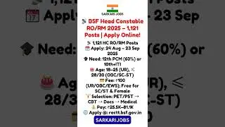 📡 BSF Head Constable RO/RM 2025 &ndash; 1,121 Posts | Apply Online!