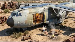 Building a Dream House Inside an Abandoned Airbus A400M Atlas Cargo Aircraft in an Industrial Wastel
