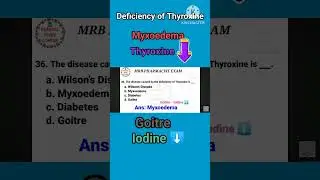 MRB PHARMACIST EXAM 2025 THYROXINE DEFICIENCY DISEASE RRB PHARMACIST 2025 NOTES