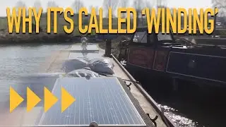 Narrowboat near miss while turning in crosswind
