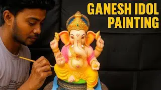 Dhoolpet Ganesh idol painting 2023 / jay dev jay dev | How to colour ganpati idol at Home