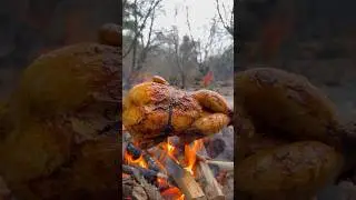 Жареная целая курица на природе 🍗